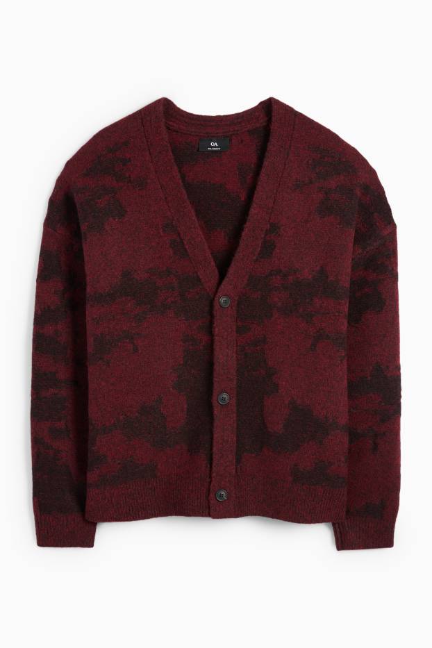 Heren - Gebreid vest - met patroon - bordeaux