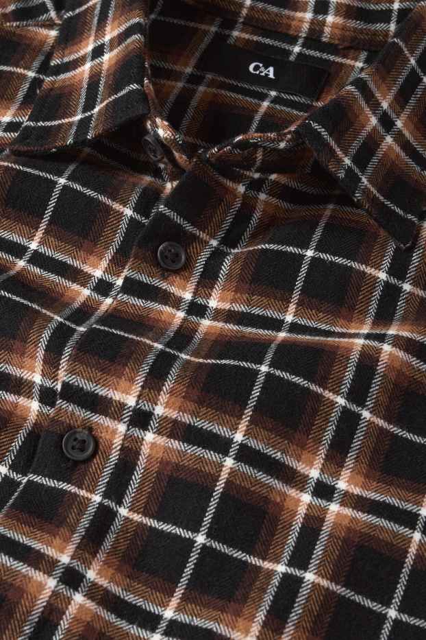 Men - Shirt - regular fit - kent collar - check - black