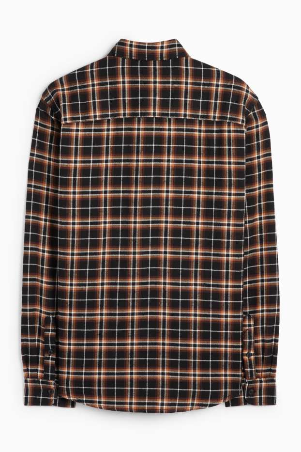 Men - Shirt - regular fit - kent collar - check - black