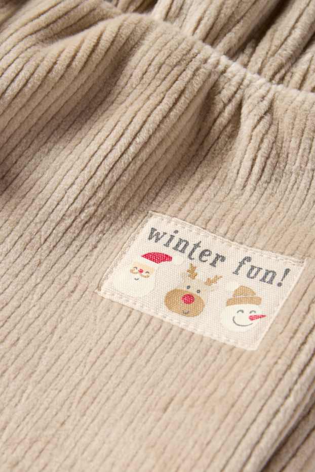 Baby Buben - Weihnachts-Baby-Thermo-Jogginghose - gerippt - beige