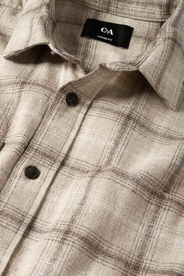 Hombre - Camisa - relaxed fit - Kent - de cuadros - beis