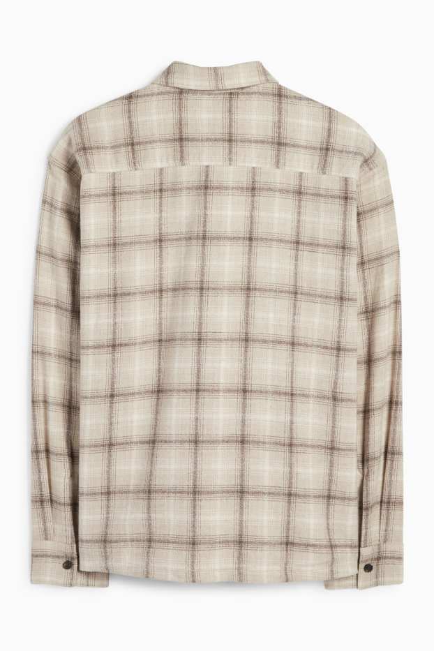 Hombre - Camisa - relaxed fit - Kent - de cuadros - beis