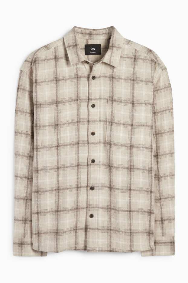Hombre - Camisa - relaxed fit - Kent - de cuadros - beis