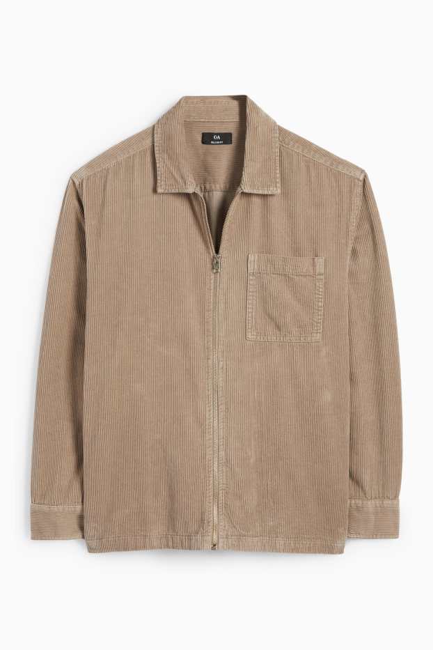 Hommes - Veste-chemise en velours côtelé - relaxed fit - col kent - beige