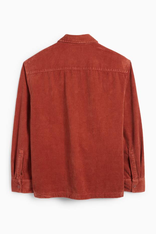 Hommes - Veste-chemise en velours côtelé - relaxed fit - col kent - orange