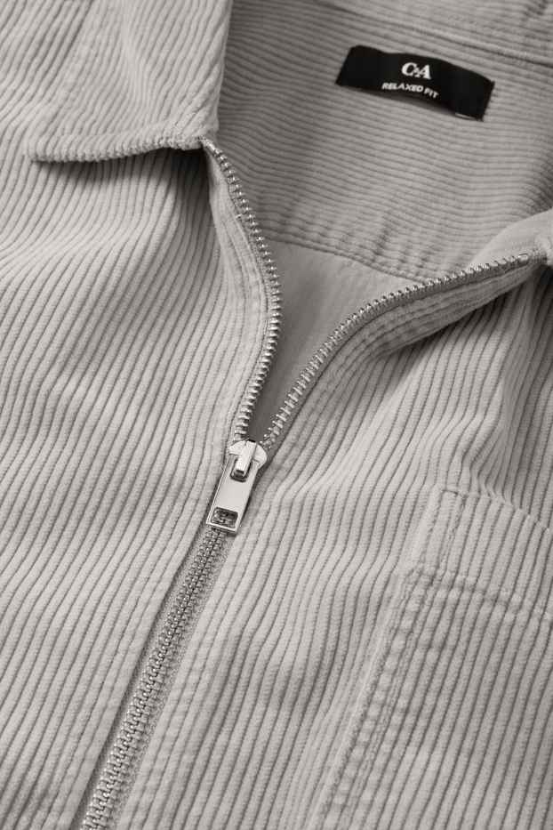 Hommes - Veste-chemise en velours côtelé - relaxed fit - col kent - gris