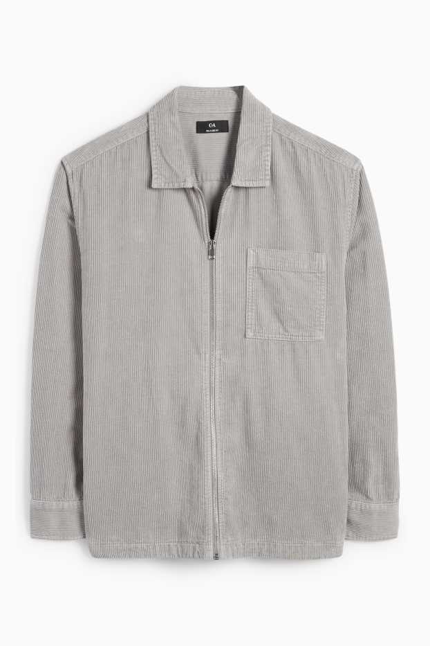 Herren - Cord-Hemdjacke - Relaxed Fit - Kent - grau