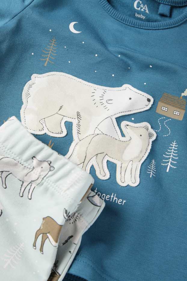 Baby Jungen - Wolf und Eisbär - Baby-Pyjama - 2 teilig - petrol
