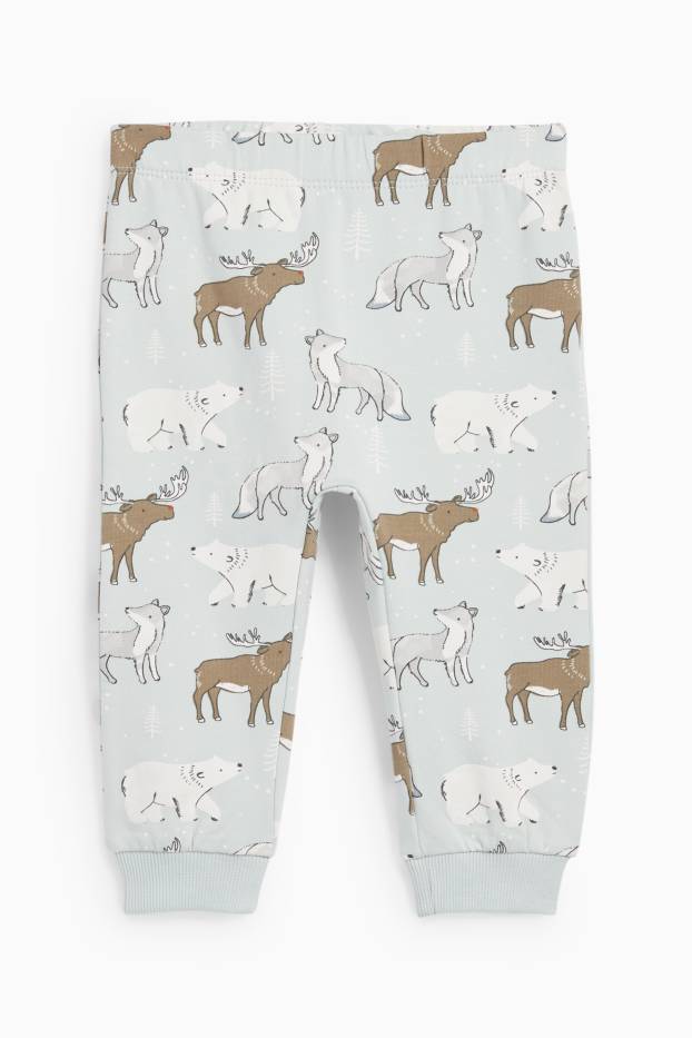 Baby Jungen - Wolf und Eisbär - Baby-Pyjama - 2 teilig - petrol