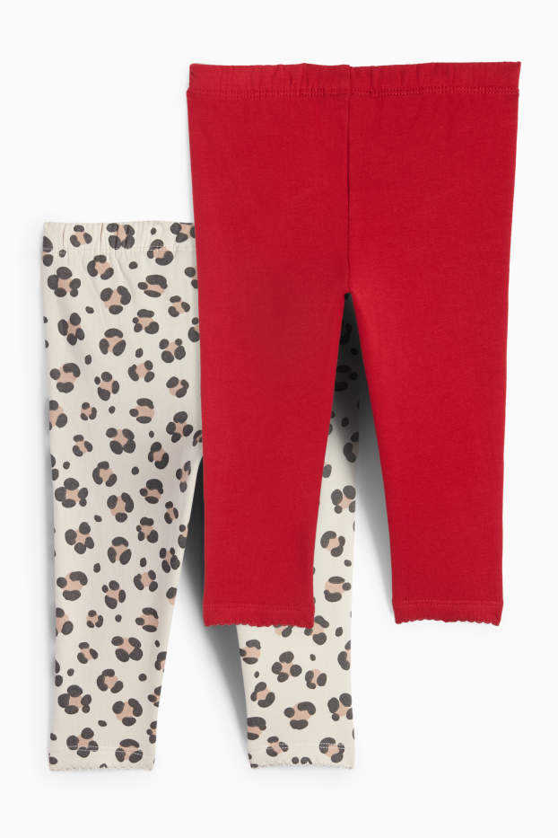 Baby Mädchen - Multipack 2er - Baby-Thermoleggings - rot / beige