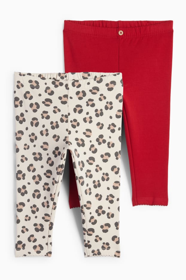 Baby Mädchen - Multipack 2er - Baby-Thermoleggings - rot / beige
