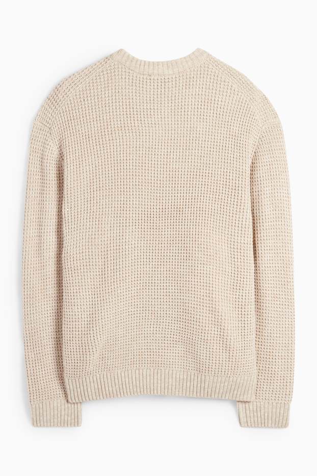 Men - Jumper - textured - beige