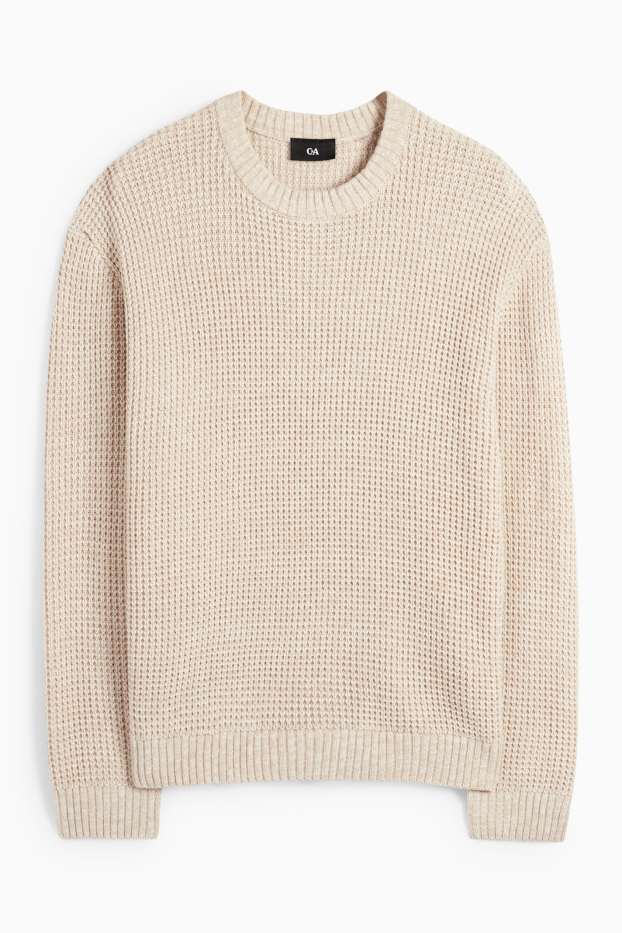 Men - Jumper - textured - beige