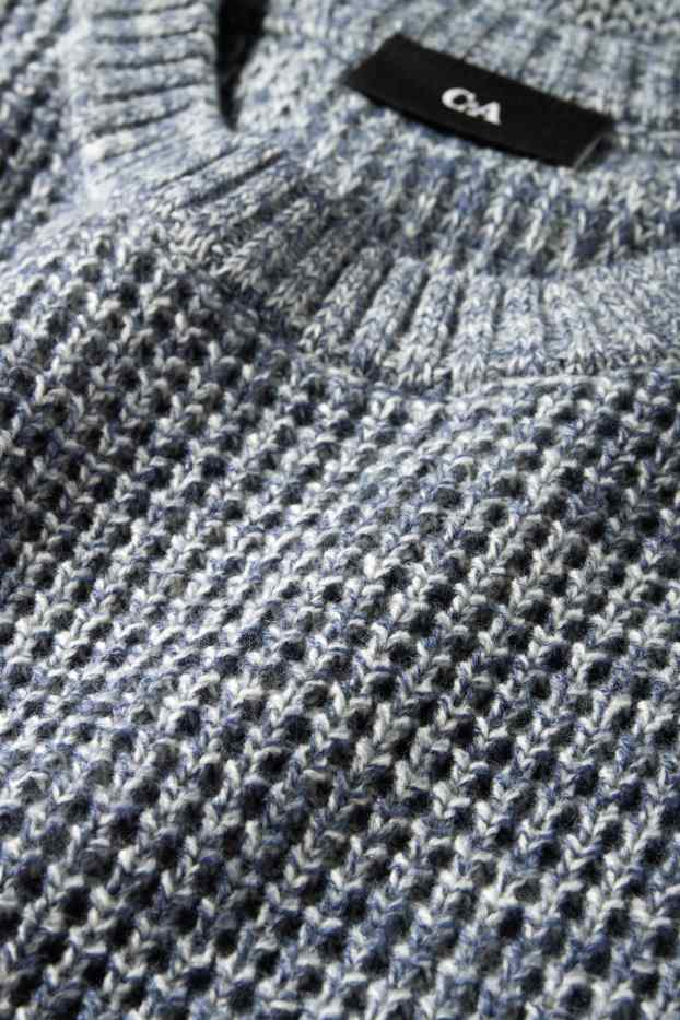 Men - Jumper - textured - dark blue-melange