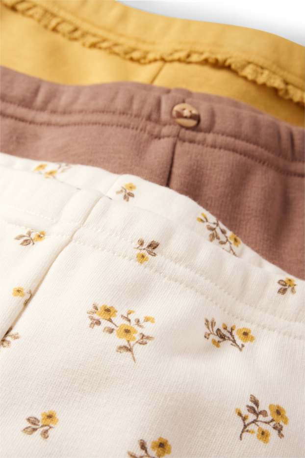 Neonate - Confezione da 3 - leggings termici per neonate - con imbottitura in pelo - giallo