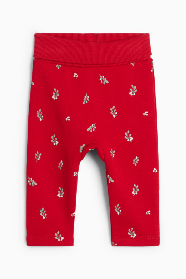 Baby Mädchen - Teddybär - Weihnachts-Baby-Outfit - plüschgefüttert - weiss / rot