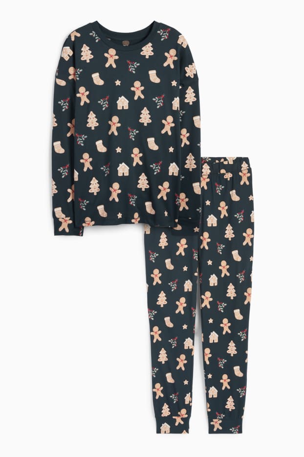 Damen - Mini Me - Damen-Weihnachts-Pyjama - gemustert - dunkelgrün