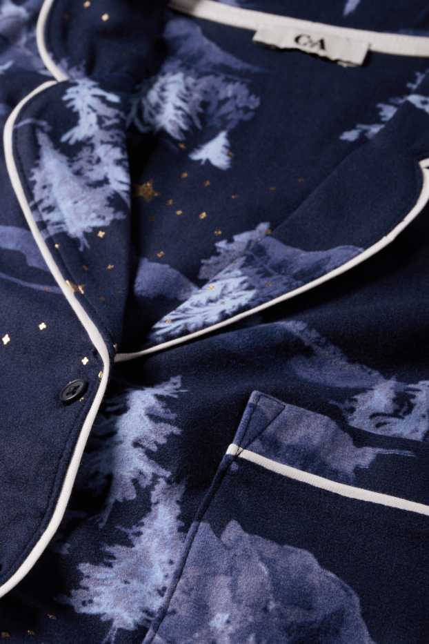 Damen - Pyjama - gemustert - dunkelblau