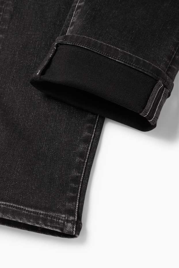 Women - Slim jeans - mid-rise waist - thermal jeans - LYCRA® - denim-dark gray