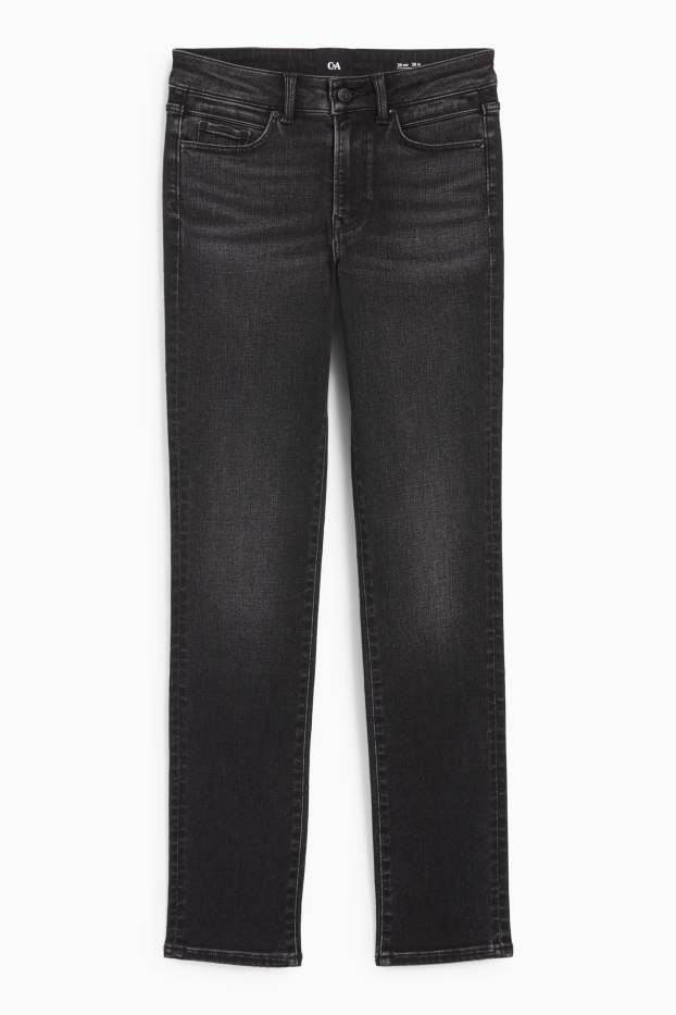Women - Slim jeans - mid-rise waist - thermal jeans - LYCRA® - denim-dark gray
