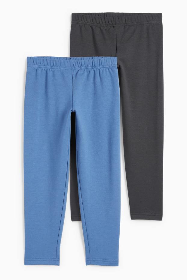 Kinderen: jongens - Set van 2 - lange thermo-onderbroek - donkerblauw