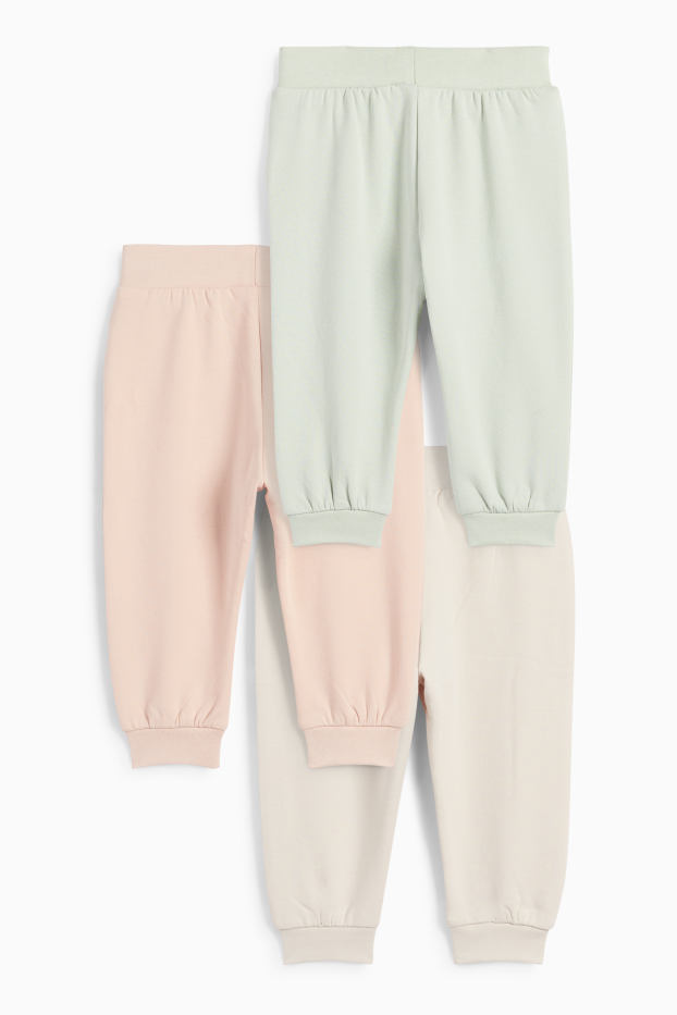 Bebés niñas - Pack de 3 - pantalones de deporte para bebé - bordado inglés - beige claro