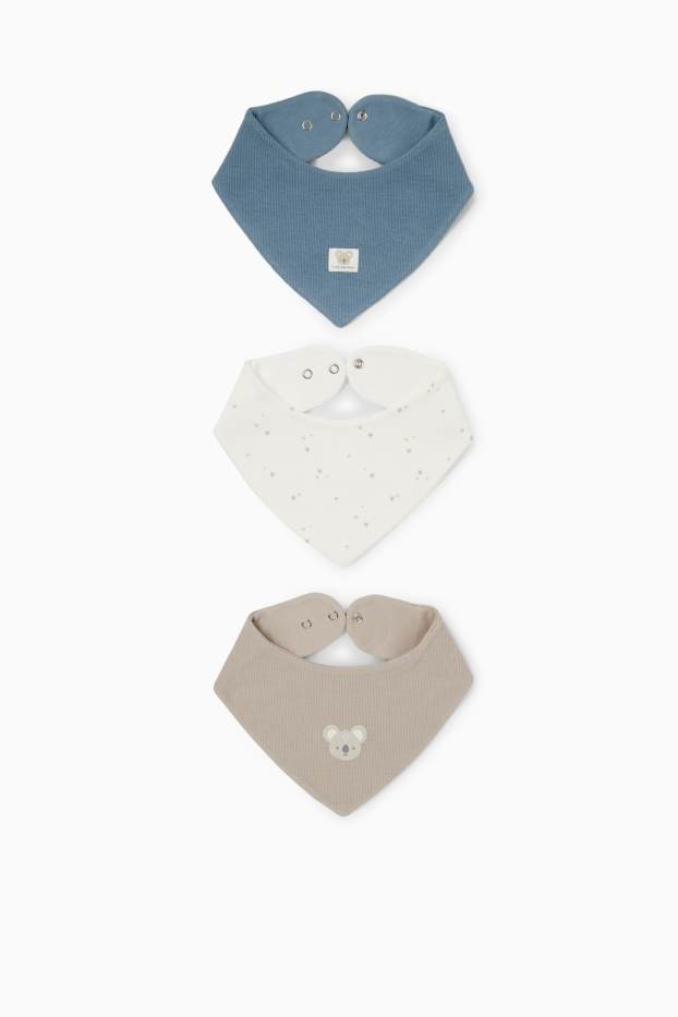 Bébés garçons - Lot de 3 - koala et petites étoiles - bavoir pour bébé - bleu