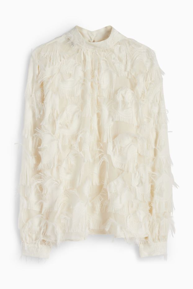 Women - Fringed blouse - cremewhite