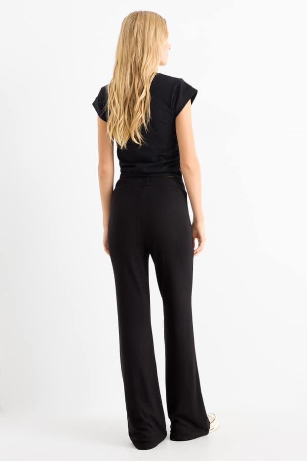 Dames - Gebreide joggingbroek - zwart