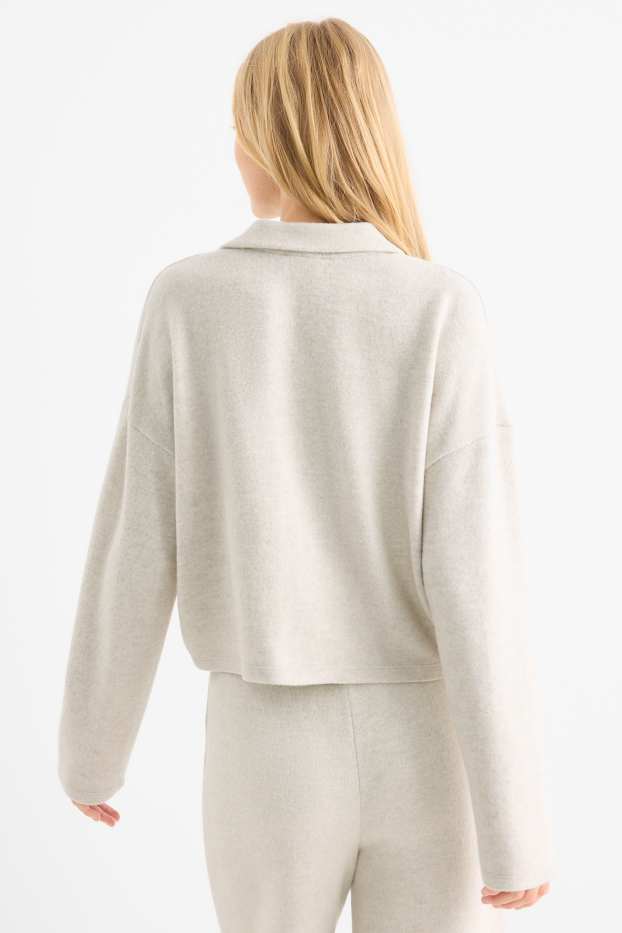 Femmes - Pull - finition côtelée - beige clair