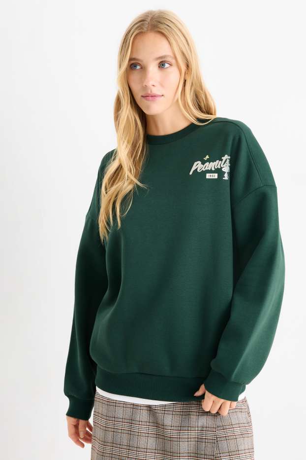 Femei - Bluză de molton - Peanuts - verde închis