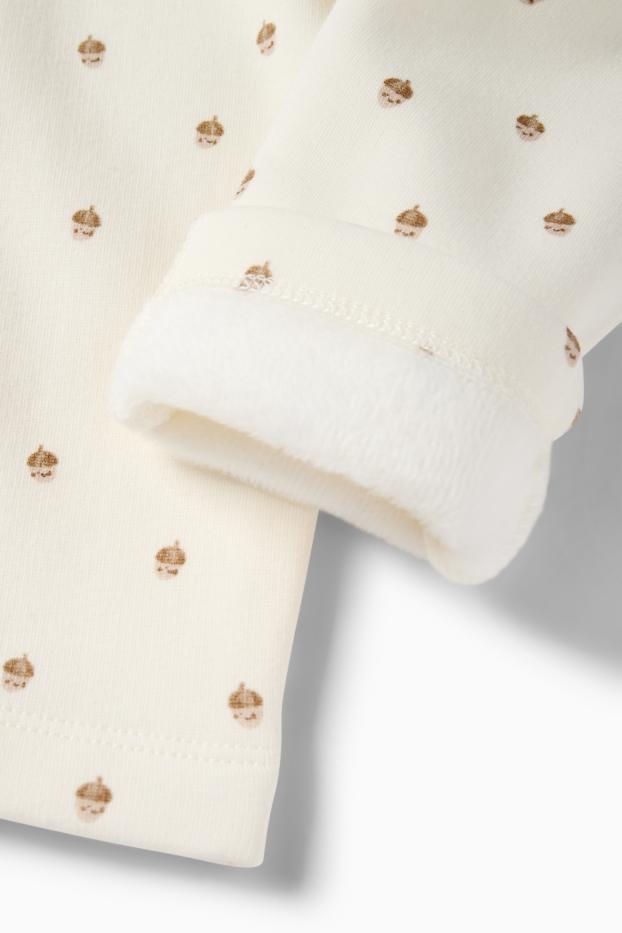 Unisex - Bellotas - pantalón de deporte para bebé - forro de peluche - blanco roto