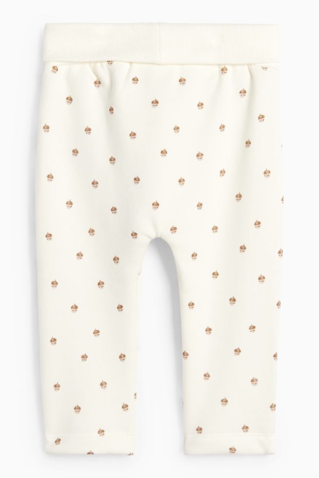 Unisex - Bellotas - pantalón de deporte para bebé - forro de peluche - blanco roto
