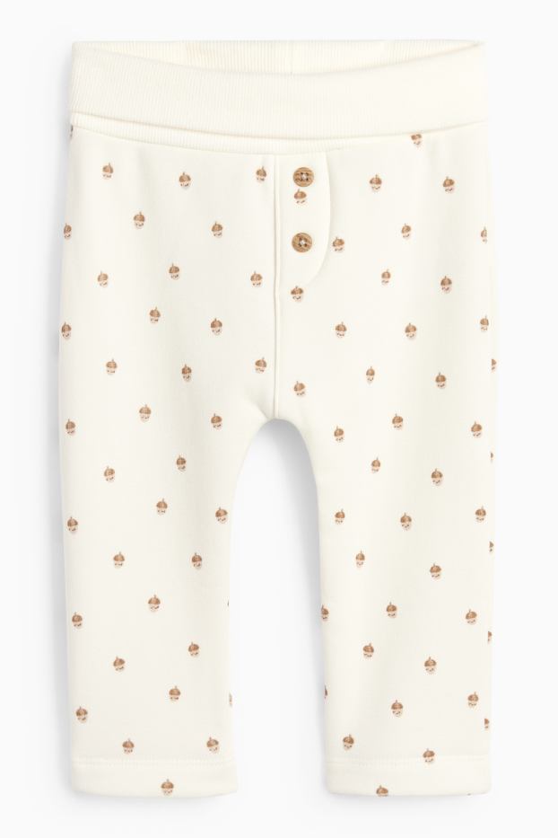 Unisex - Bellotas - pantalón de deporte para bebé - forro de peluche - blanco roto