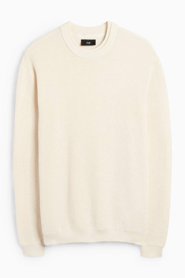Men - Jumper - textured - cremewhite