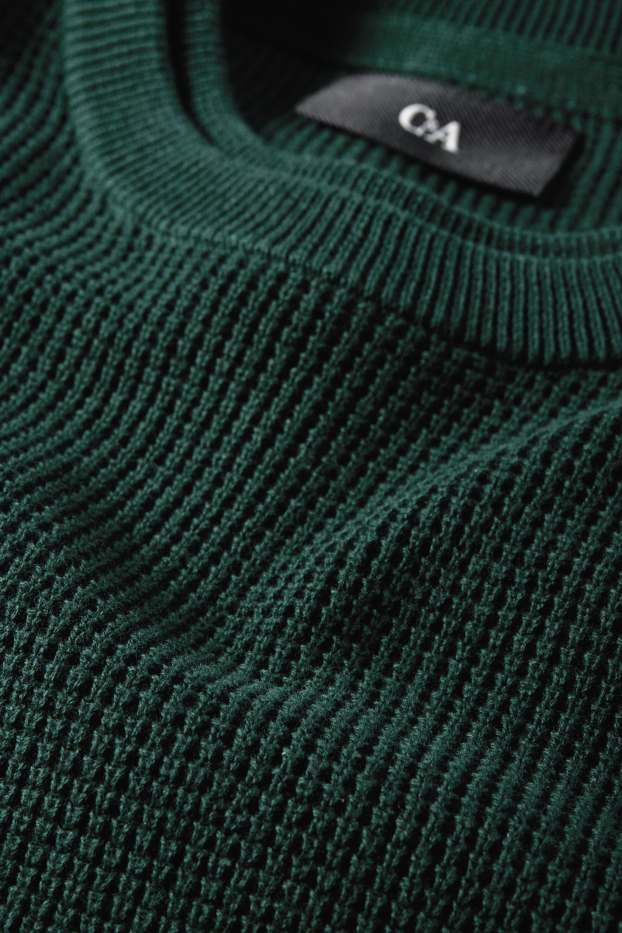 Herren - Pullover - strukturiert - dunkelgrün