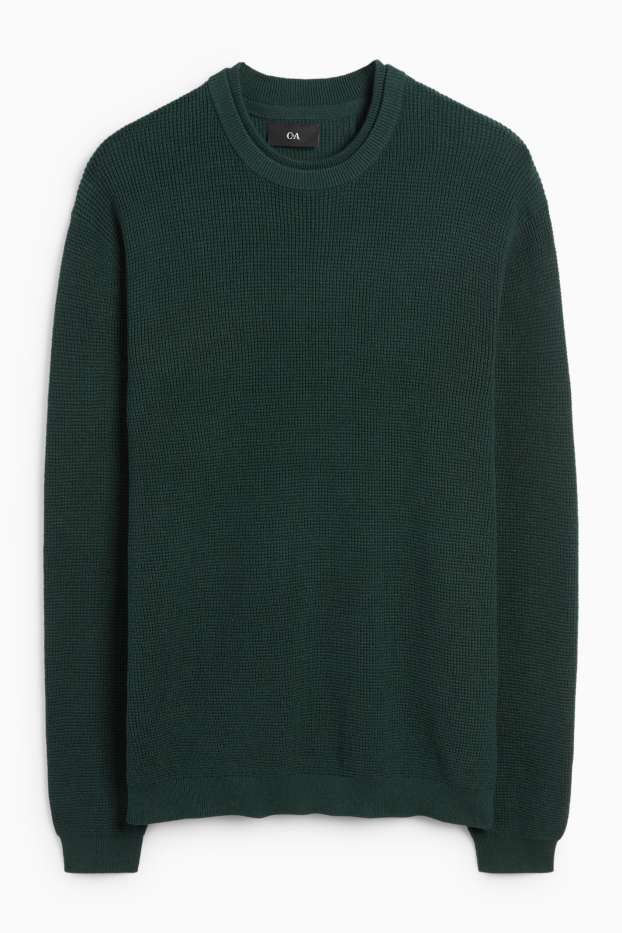 Herren - Pullover - strukturiert - dunkelgrün