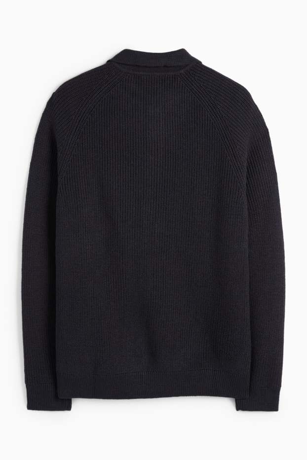 Herren - Strickjacke - gerippt - dunkelblau