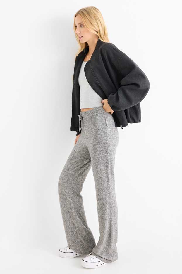 Donna - Pantaloni sportivi in maglia - grigio melange