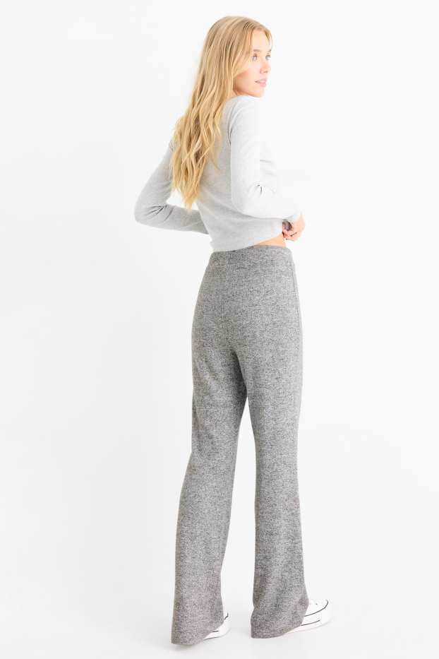 Donna - Pantaloni sportivi in maglia - grigio melange