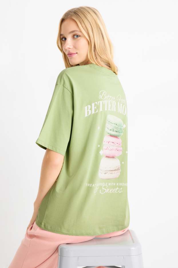 Women - T-shirt - oversized - light green