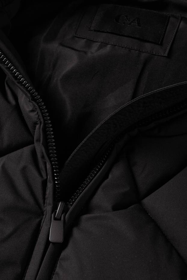 Damen - Steppjacke mit Kapuze - wasserabweisend - schwarz