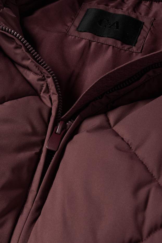 Dames - Jas met stiksels en capuchon - waterafstotend - rood