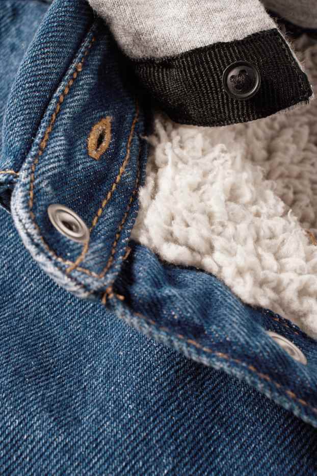 Kinderen: jongens - Overhemdjas van denim, met capuchon - jeansblauw