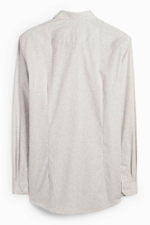 Herren - Businesshemd - Slim Fit - Kent - gemustert - hellgrau