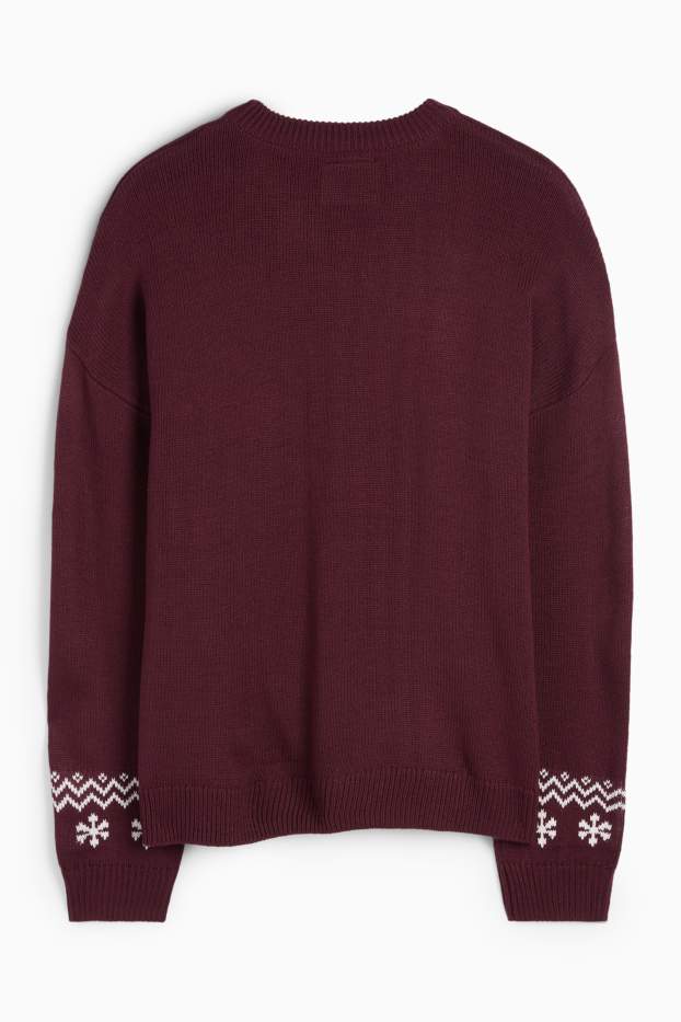 Women - Christmas jumper - Mickey Mouse - bordeaux