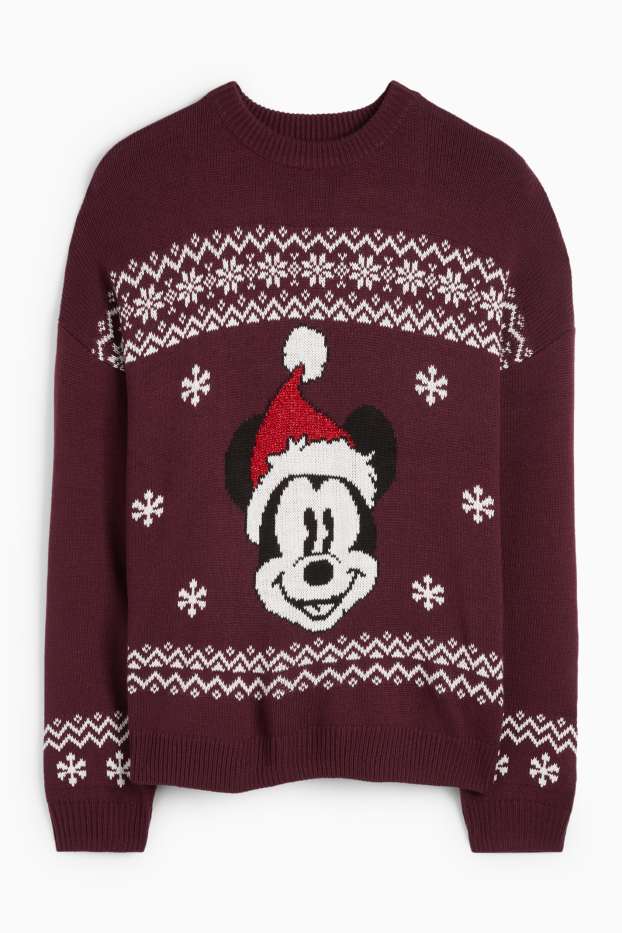 Women - Christmas jumper - Mickey Mouse - bordeaux