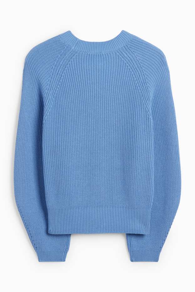 Women - Jumper - ribbed - light blue