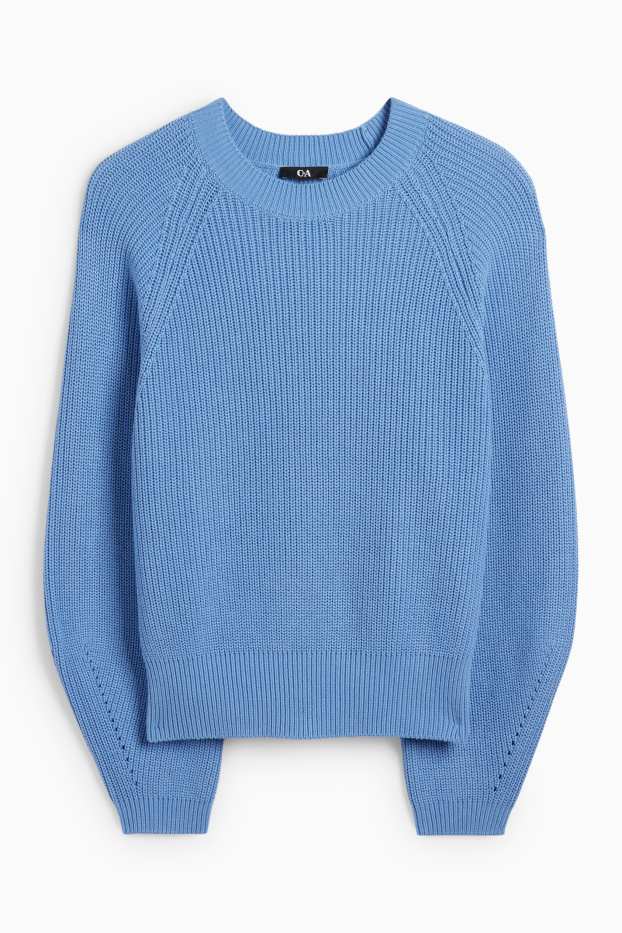 Women - Jumper - ribbed - light blue