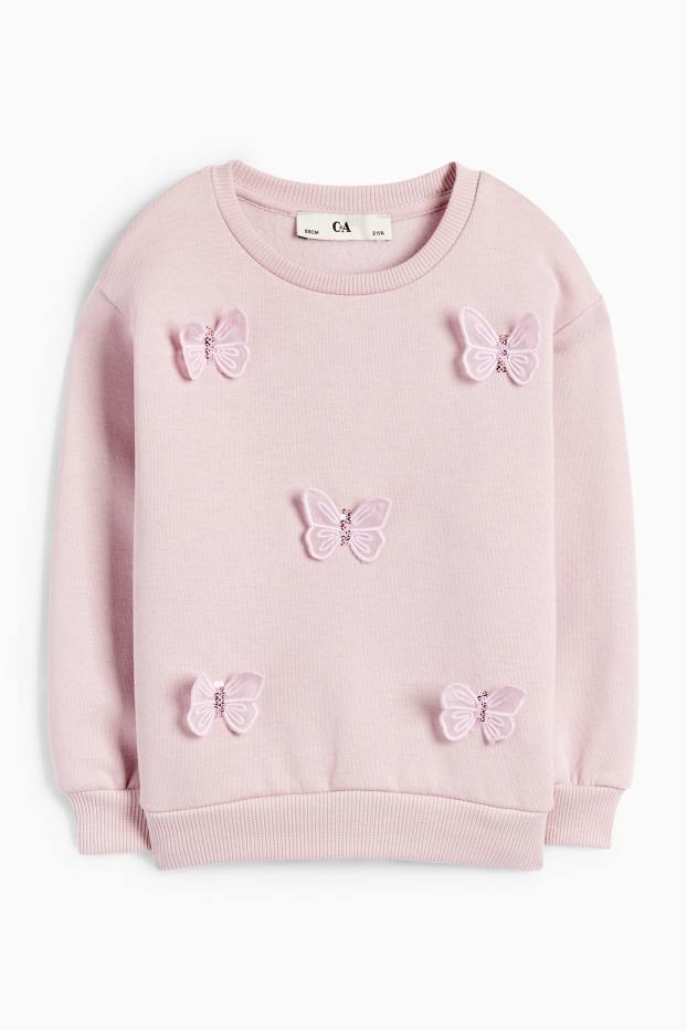 Kinder Mädchen - Schmetterling - Sweatshirt - rosa